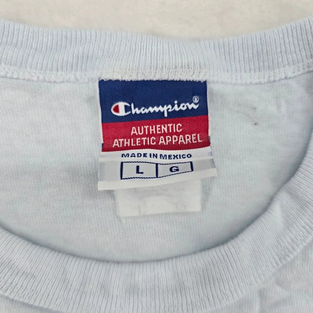 Champion T-Shirt Mens L Tee Light Blue Harvard University Graphic Cotton Blend - Picture 2 of 7